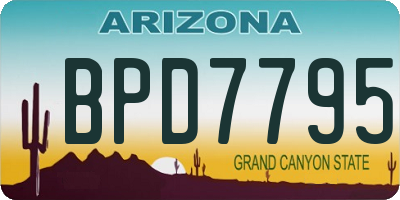 AZ license plate BPD7795