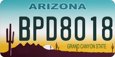 AZ license plate BPD8018