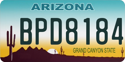 AZ license plate BPD8184
