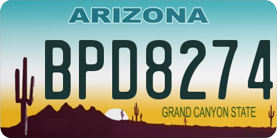 AZ license plate BPD8274