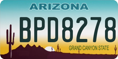 AZ license plate BPD8278