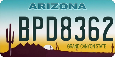 AZ license plate BPD8362