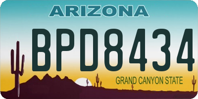 AZ license plate BPD8434