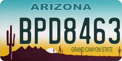 AZ license plate BPD8463