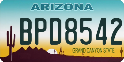 AZ license plate BPD8542
