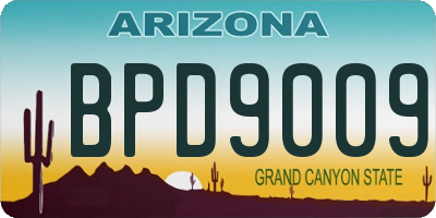 AZ license plate BPD9009