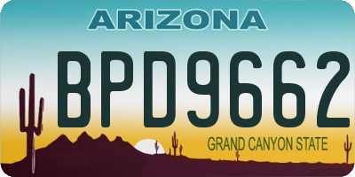 AZ license plate BPD9662
