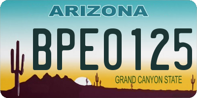 AZ license plate BPE0125