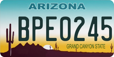 AZ license plate BPE0245