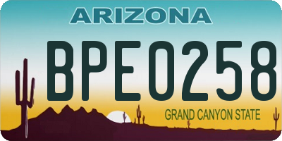AZ license plate BPE0258