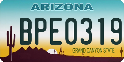 AZ license plate BPE0319
