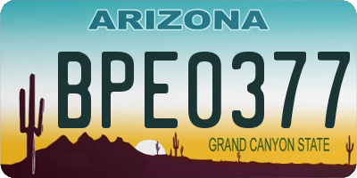 AZ license plate BPE0377