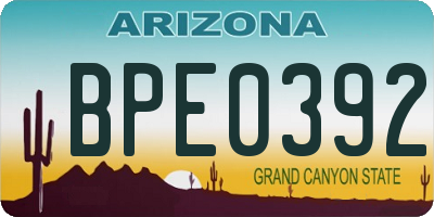 AZ license plate BPE0392