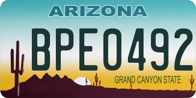 AZ license plate BPE0492
