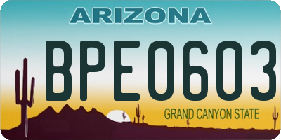 AZ license plate BPE0603