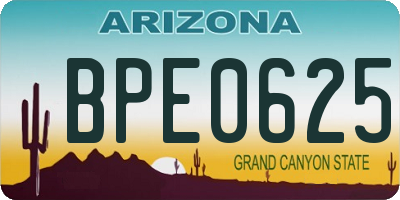 AZ license plate BPE0625