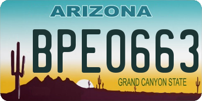 AZ license plate BPE0663