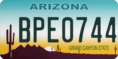 AZ license plate BPE0744
