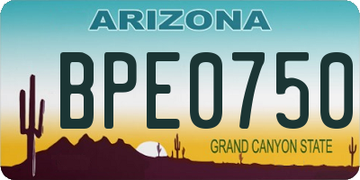 AZ license plate BPE0750