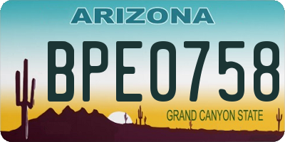 AZ license plate BPE0758