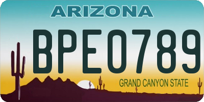 AZ license plate BPE0789