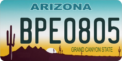 AZ license plate BPE0805