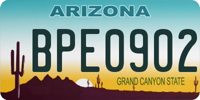 AZ license plate BPE0902