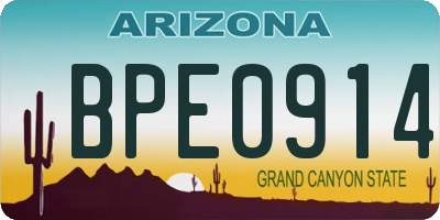 AZ license plate BPE0914
