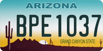 AZ license plate BPE1037