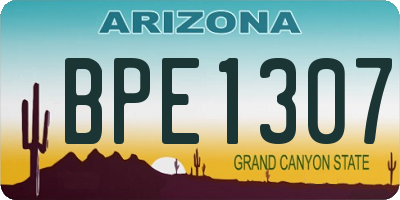 AZ license plate BPE1307