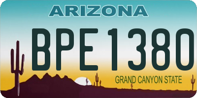 AZ license plate BPE1380