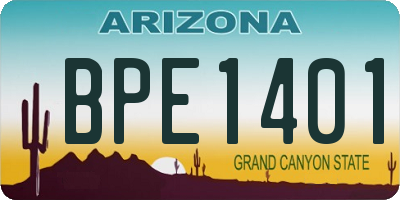 AZ license plate BPE1401