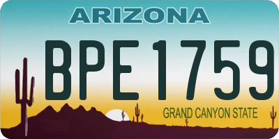 AZ license plate BPE1759