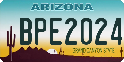 AZ license plate BPE2024