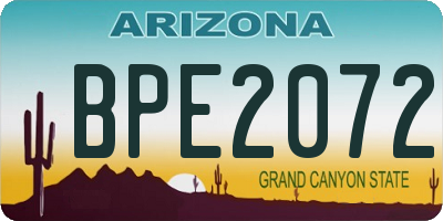 AZ license plate BPE2072