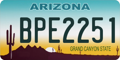 AZ license plate BPE2251