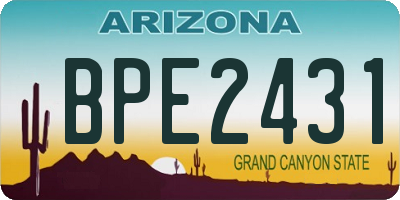 AZ license plate BPE2431