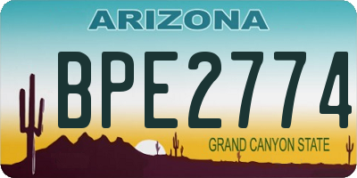 AZ license plate BPE2774