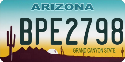 AZ license plate BPE2798