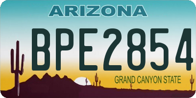 AZ license plate BPE2854