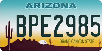 AZ license plate BPE2985
