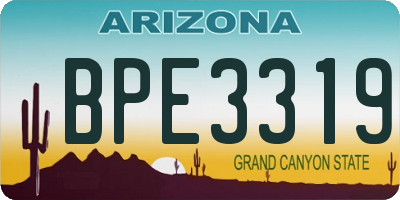 AZ license plate BPE3319