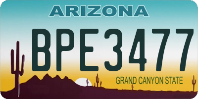 AZ license plate BPE3477
