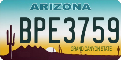 AZ license plate BPE3759