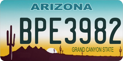 AZ license plate BPE3982