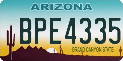 AZ license plate BPE4335