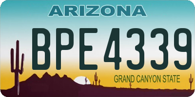 AZ license plate BPE4339