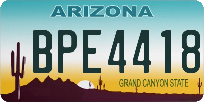 AZ license plate BPE4418