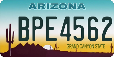 AZ license plate BPE4562