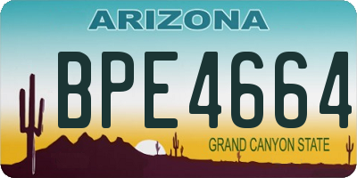 AZ license plate BPE4664